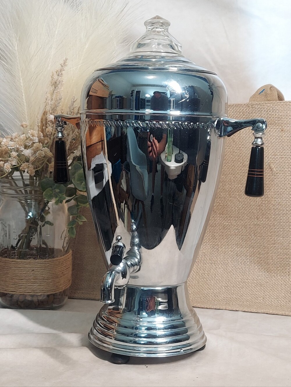 Vintage Keystonewear Art Deco Chrome Coffee Urn MCM Decor